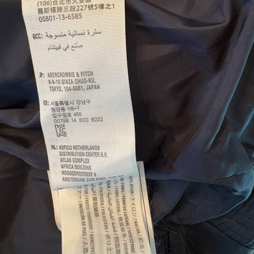 Abercrombie & Fitch Puffer Parka Coat Navy Blue S - Picture 10 of 10